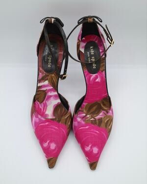 Kate Spade Rose Fabric Heels 6.5